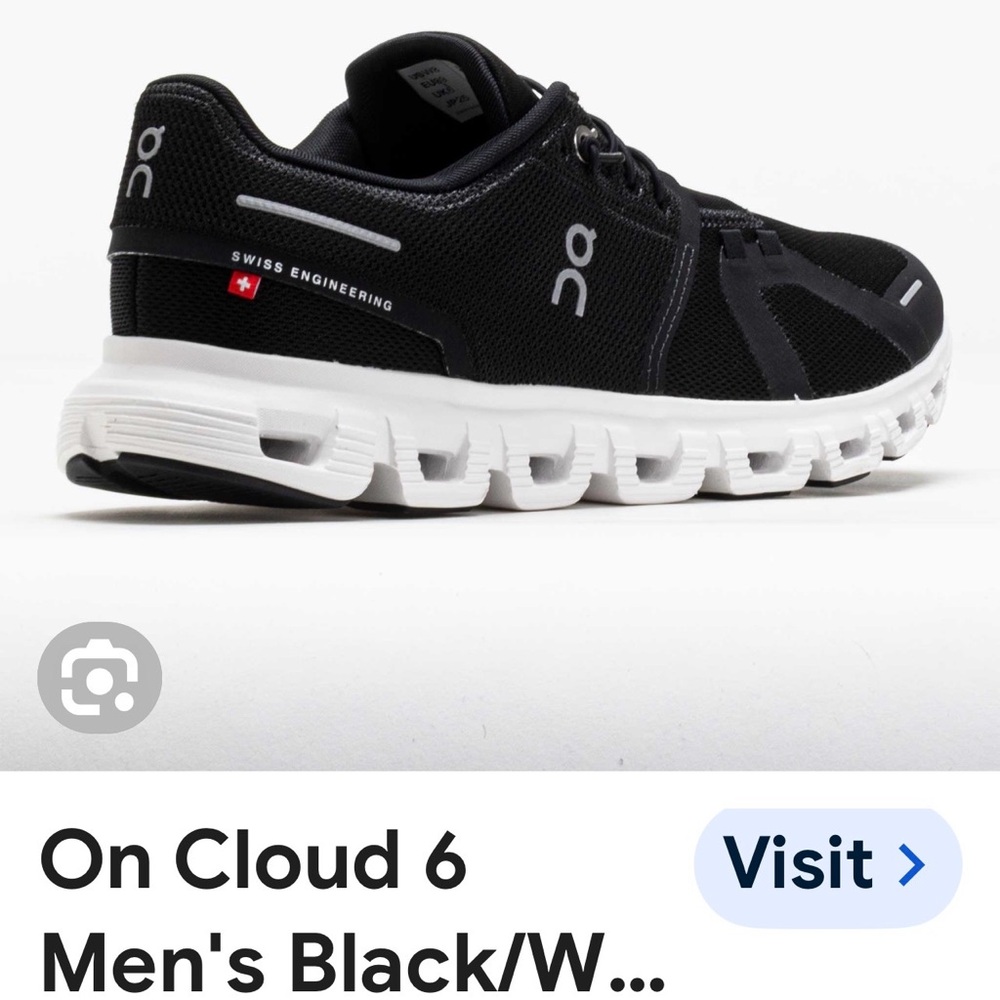 On Running Cloud 6 Men's Running Shoes - Black/White size 10 NEW